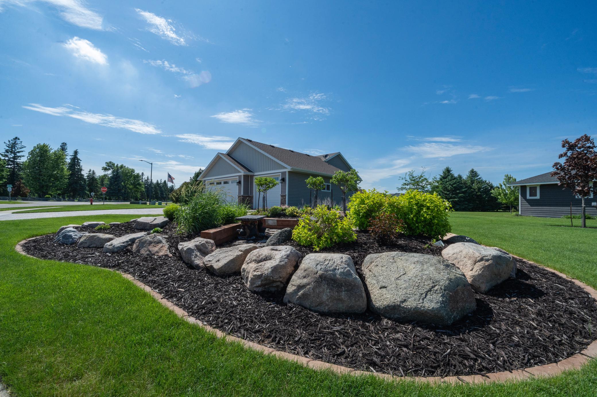 Boulder flower bed