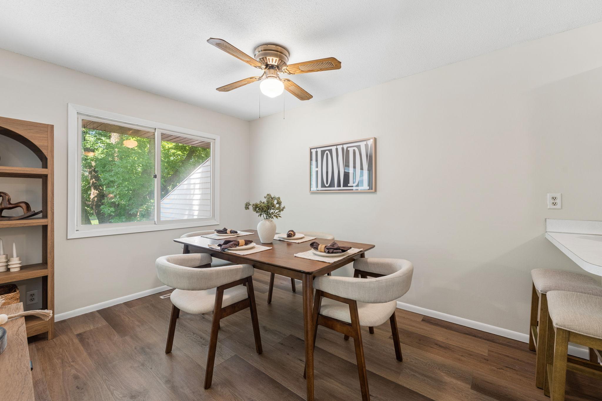 Sunlight informal dining space with room for a larger tabel for holiday gatherings.