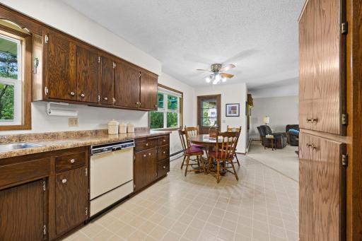 Kitchen and dining with access to the backyard