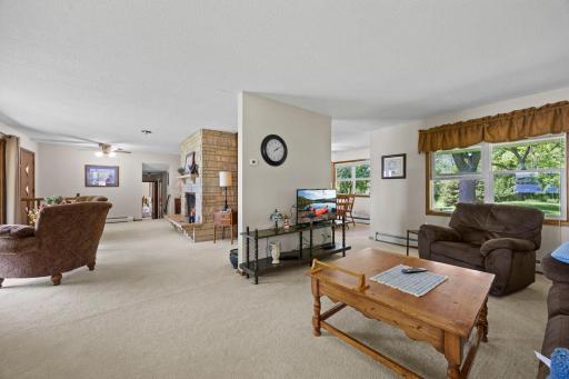 Family and living room on the main level open to the kitchen