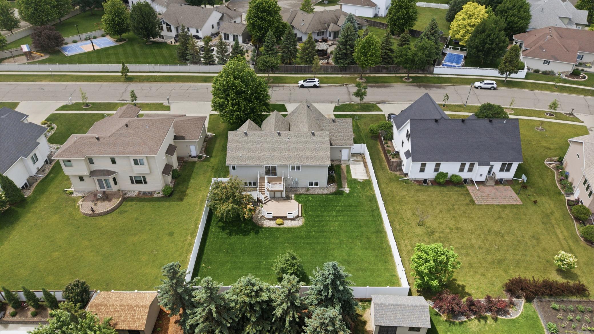 Aerial view of backyard