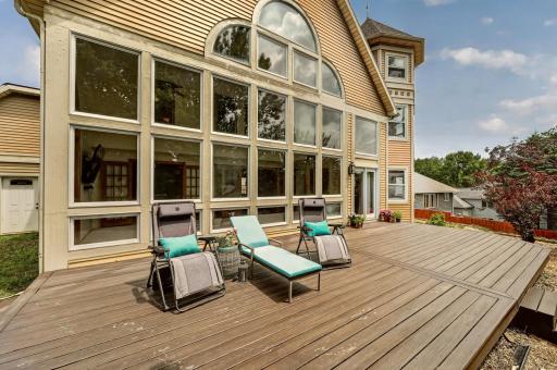 Huge freshly painted back deck