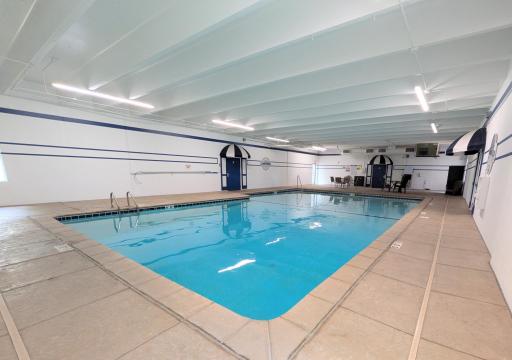 Heated indoor pool just steps down the hallway