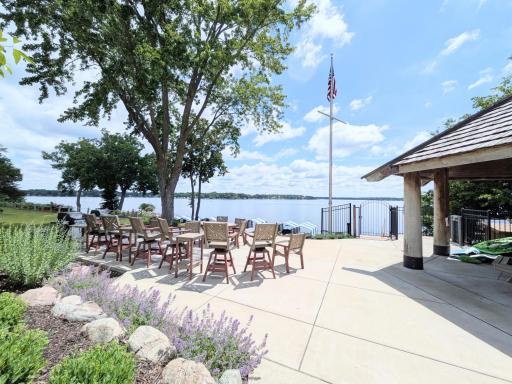 Entertaining areas and patio near the lake