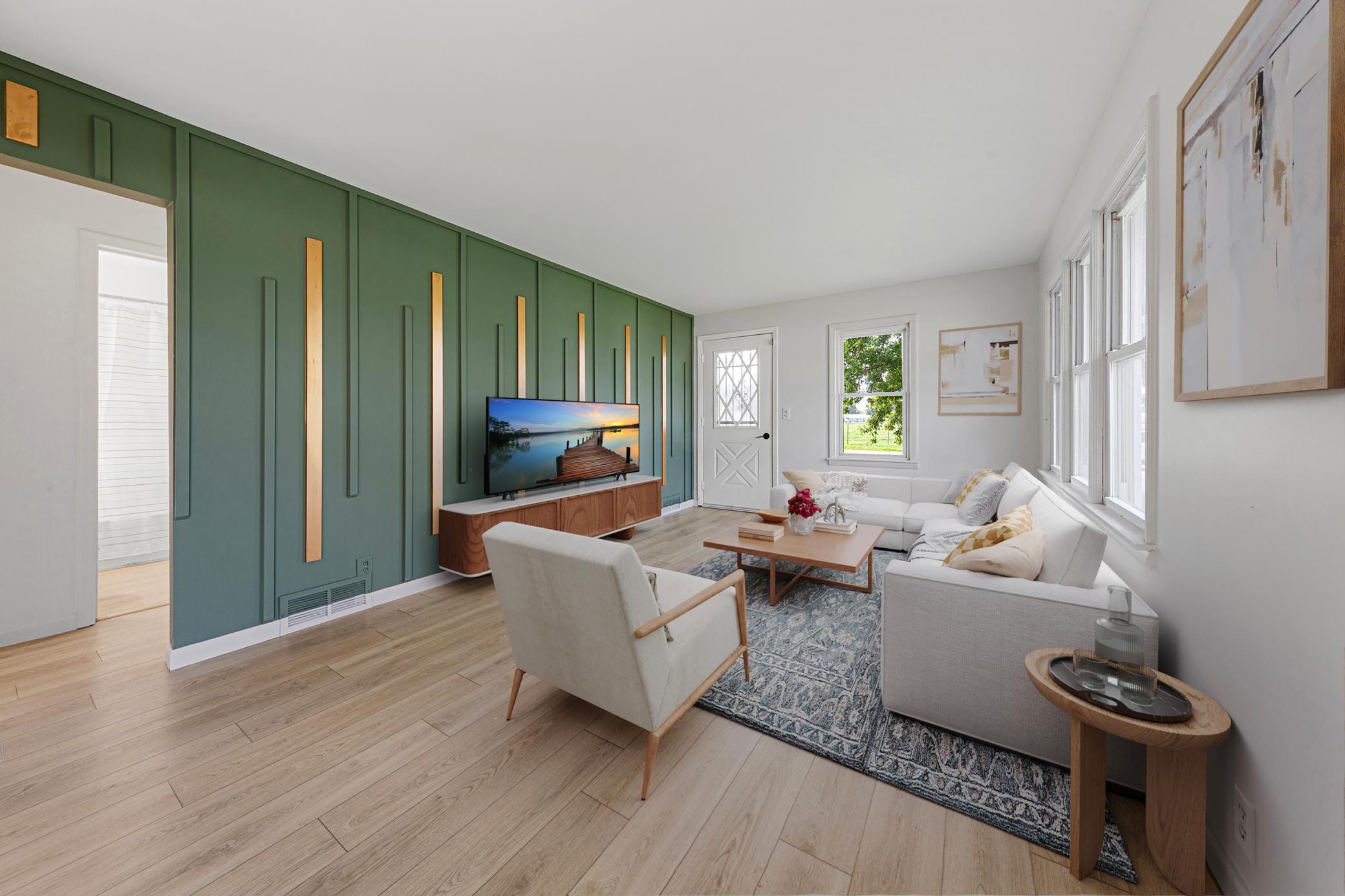 Virtually staged living room