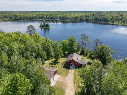 Aerial view of home on private Wilson Lake
