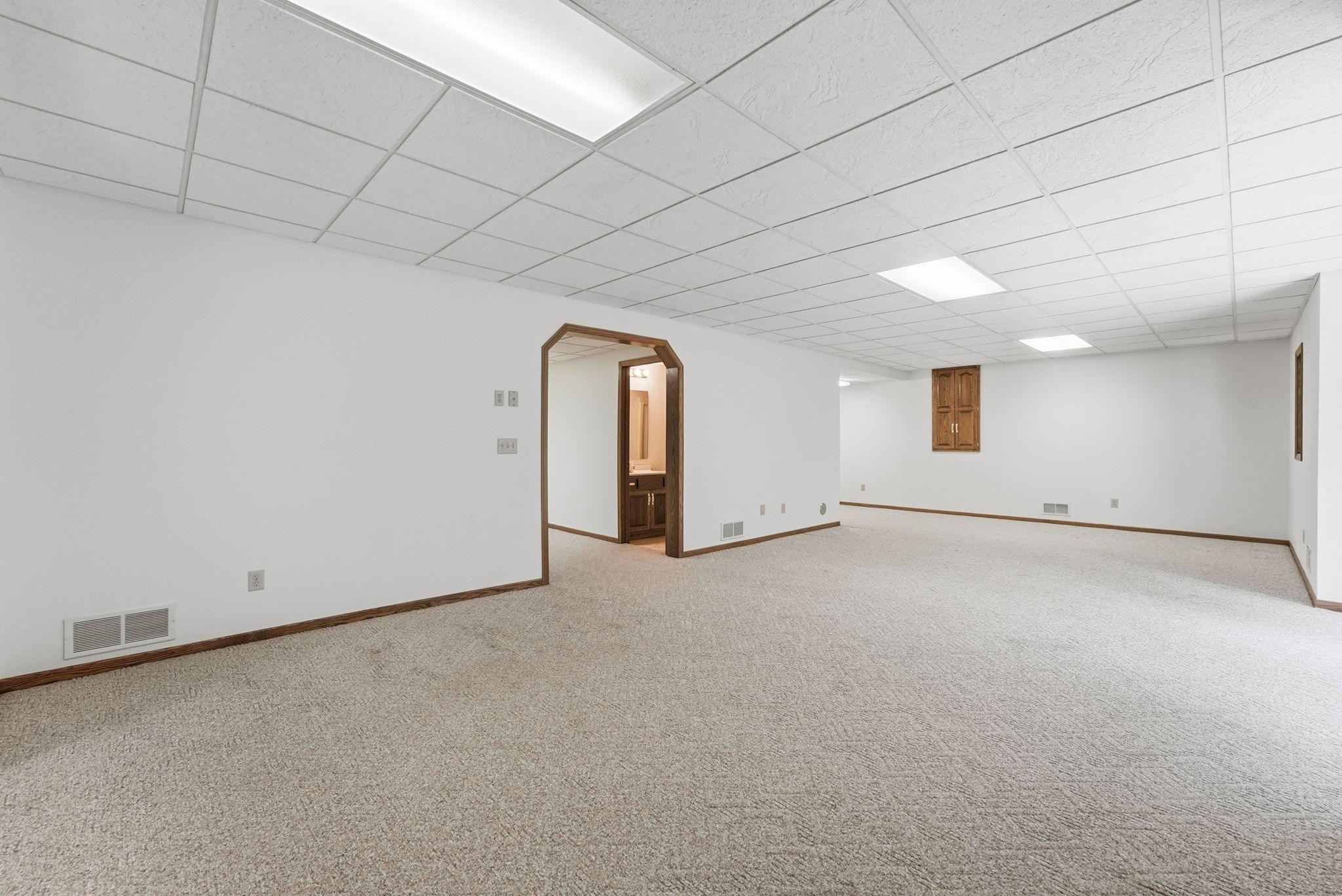 Spacious recreation room is ready to fit your lifestyle and hobbies.