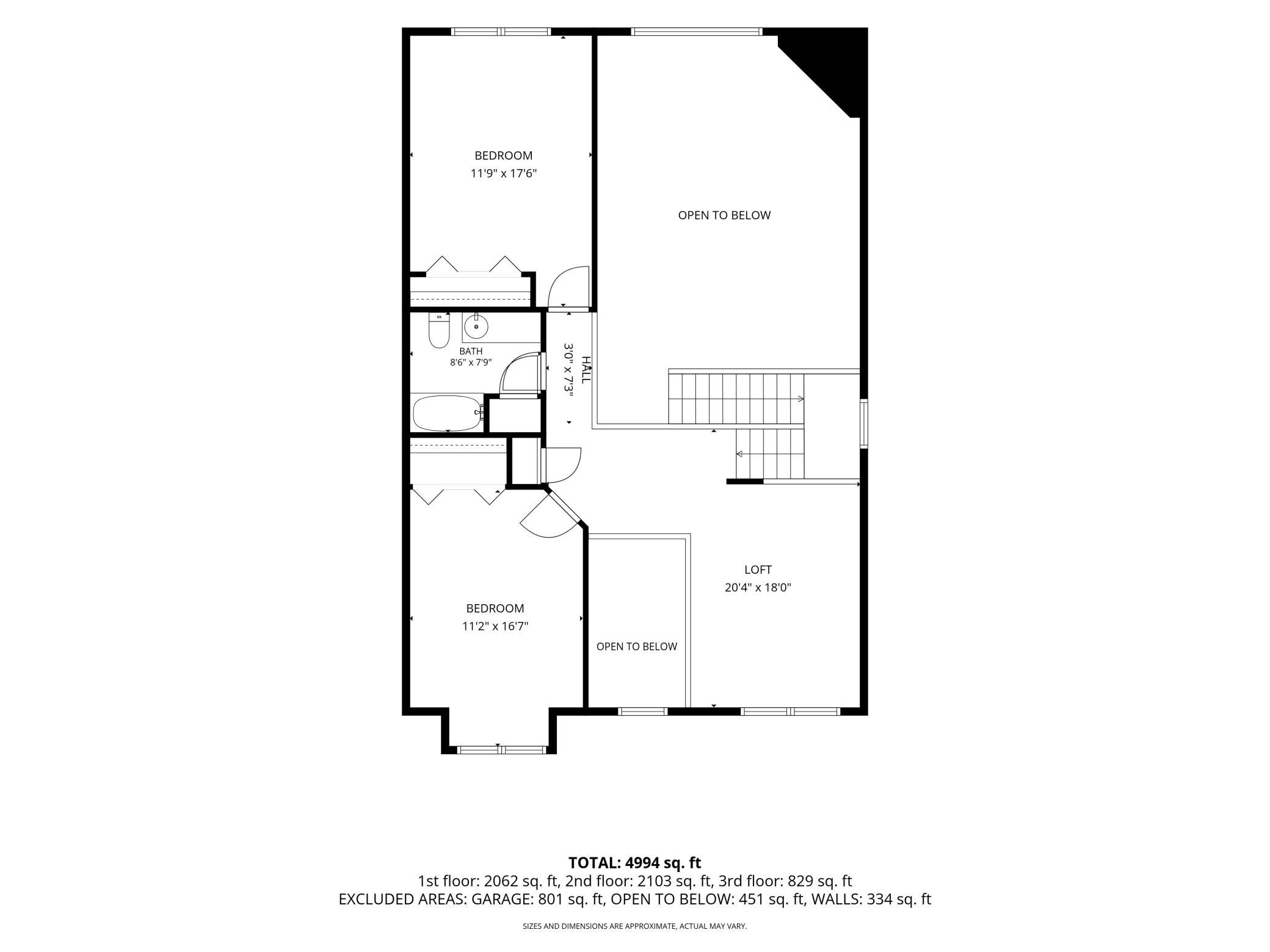Upper level of the home