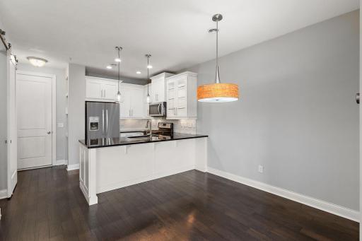 Wood Plank flooring, 9 foot ceilings