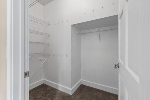 The walk-in closet offers abundant storage