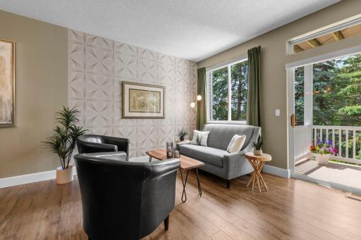 The 9 ft ceilings add to the spacious feel of the living area