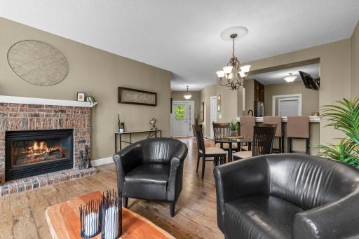 There is a gas fireplace to provide warmth and ambiance