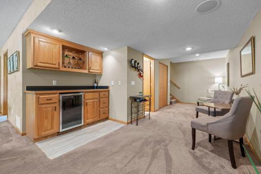 There are recessed lights and built-in speaker