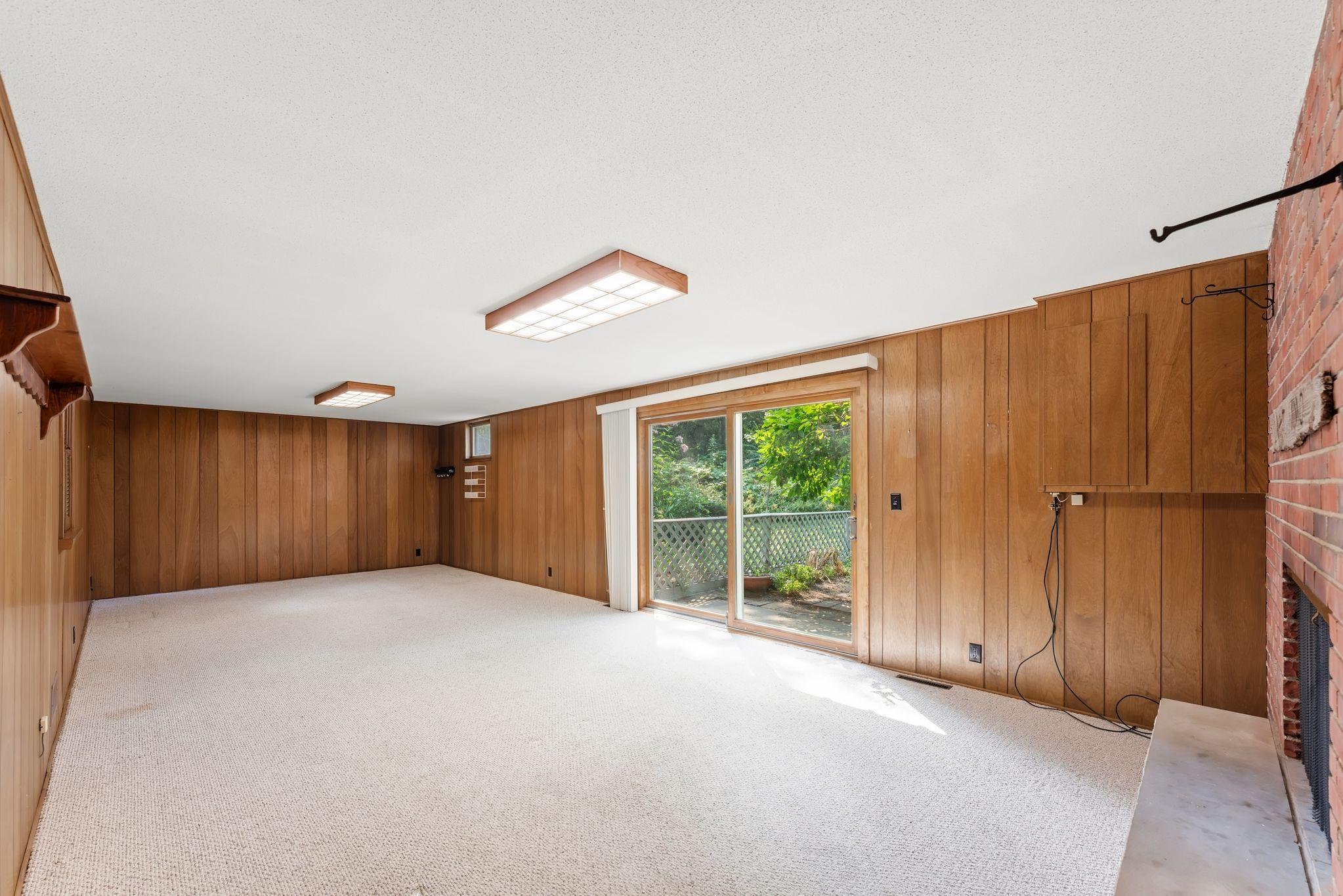 Large family/recreation room on the lower walkout level