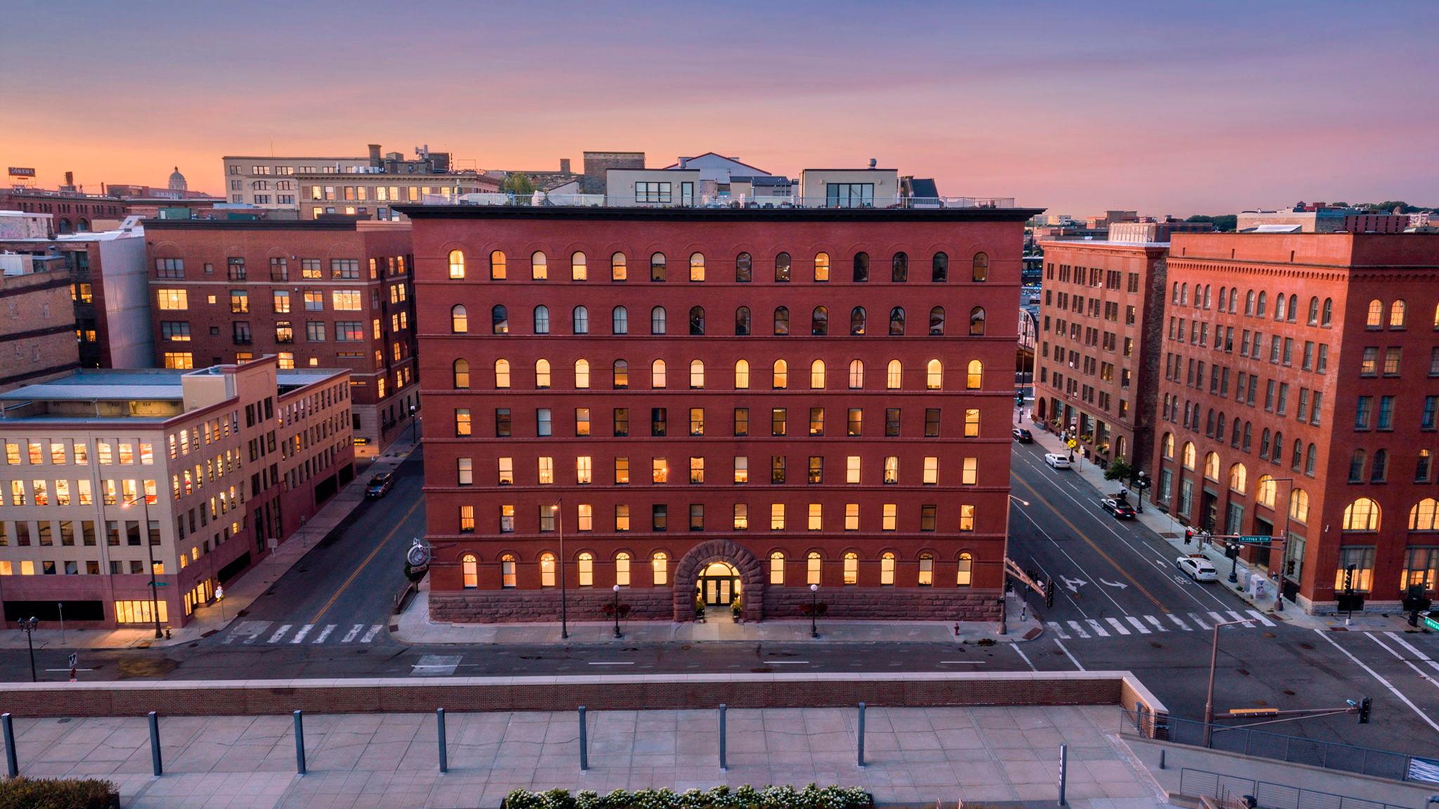Building at twilight.