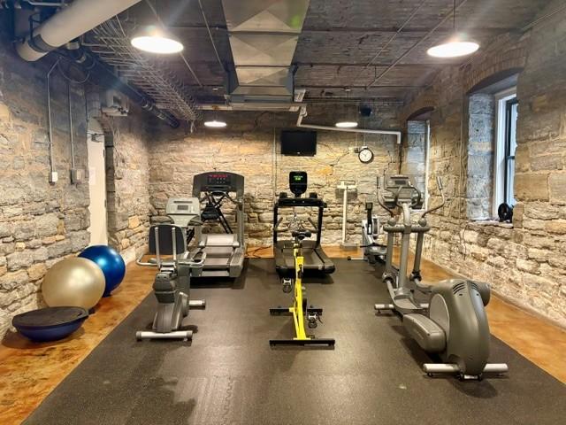 Lower level exercise room