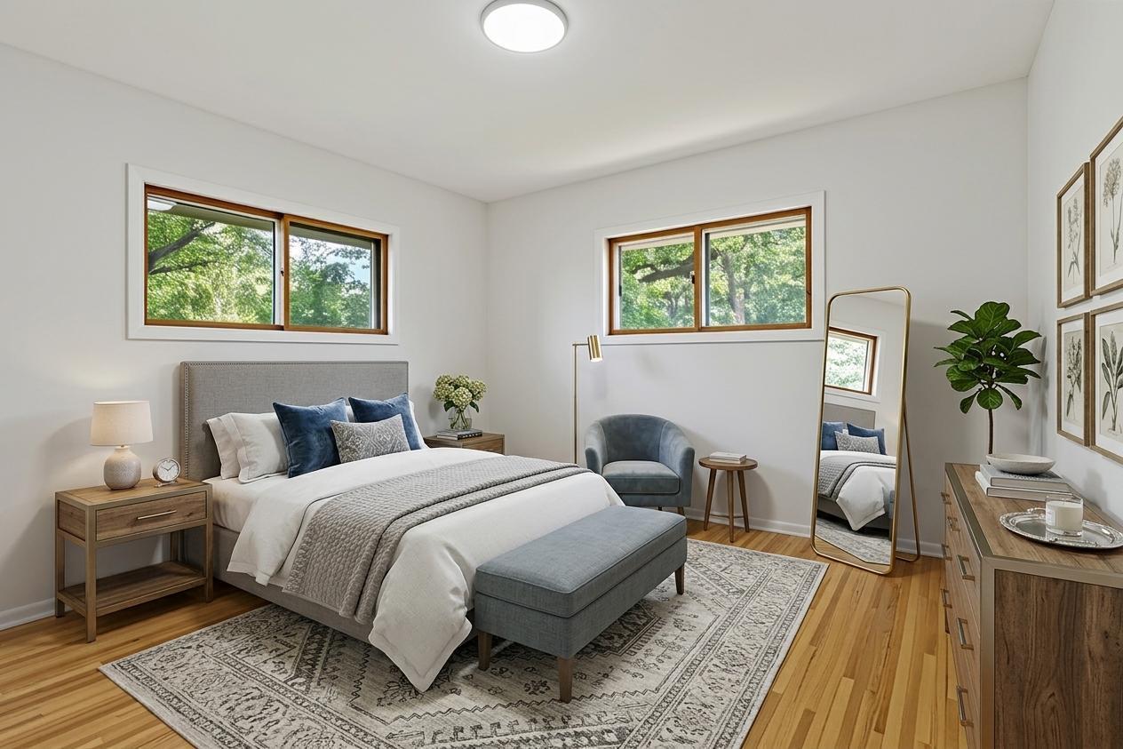 Virtually staged 2nd bedroom