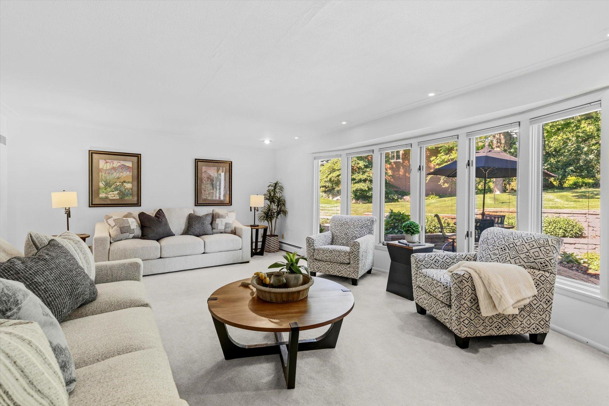 An abondance of natural light saturated this space with the plethora of windows in this space.