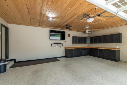 Epoxy Floor, Wood Ceiling and Cabinet Space