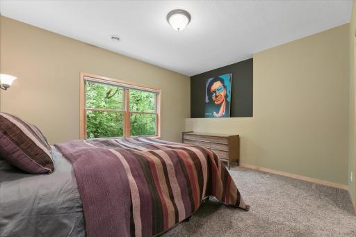 Bedroom #3 in lower level with room for king-size furniture. Large window overlooks backyard.