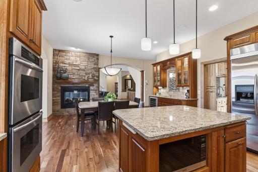 That fireplace view from the kitchenâ¦yes please
