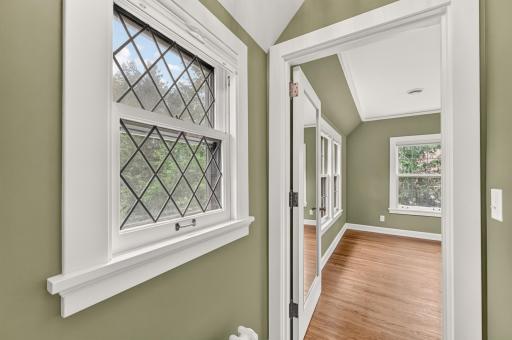 Leaded glass windows throughout