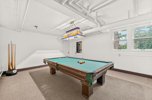 Generous sized lower-level billiards room