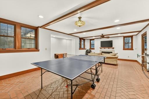 Light-filled lower level rec room