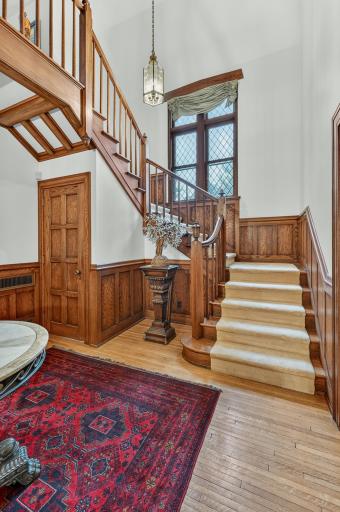 Leaded glass staircase window