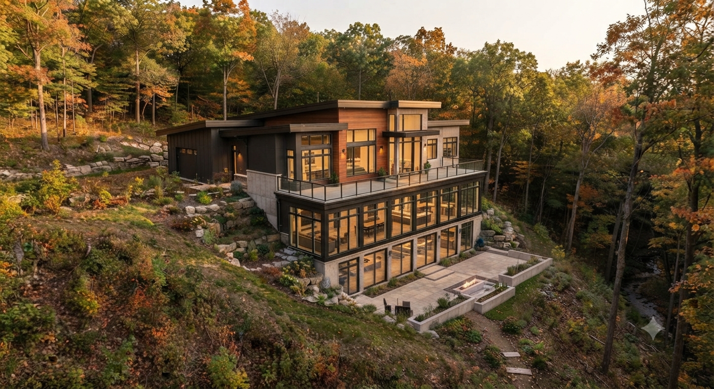 Digitally Rendered House on lot