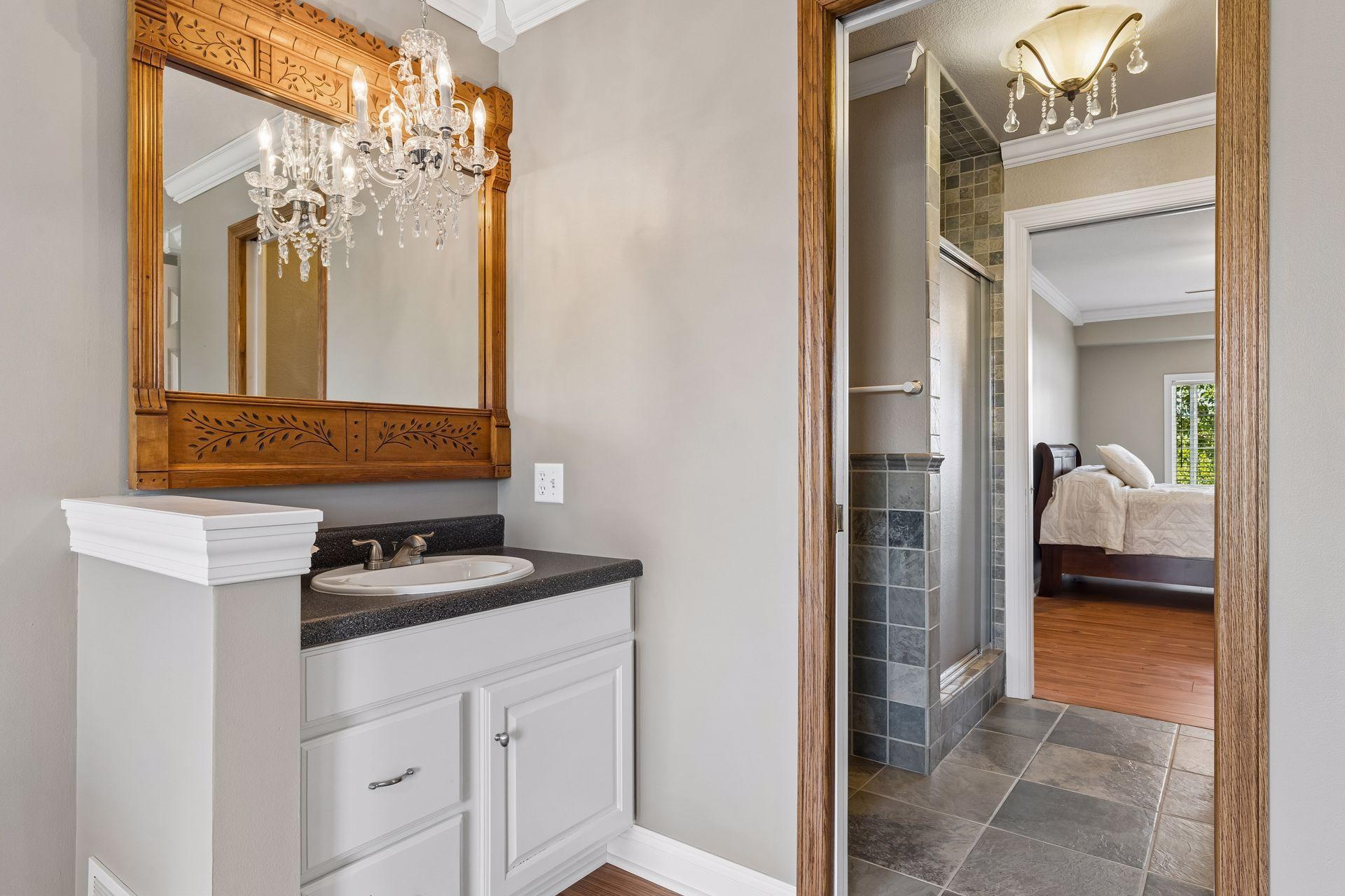 The second upper-level Bedroom also has its own private vanity.