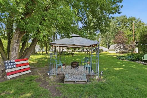 Backyard Gazebo with Fire Bowl for chilly cozy nights! Smores Anyone?
