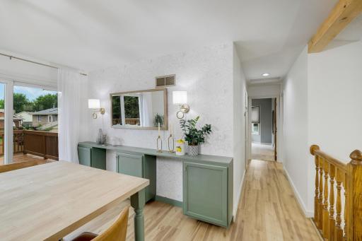 Cabinets on far wall are perfectly spaced for pet food/water or additional storage