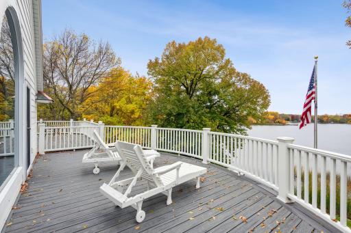 The primary suite features a private balcony with composite decking and sweeping views of Lake Sylvia. Ready for you to enjoy peaceful sunsets over the water.