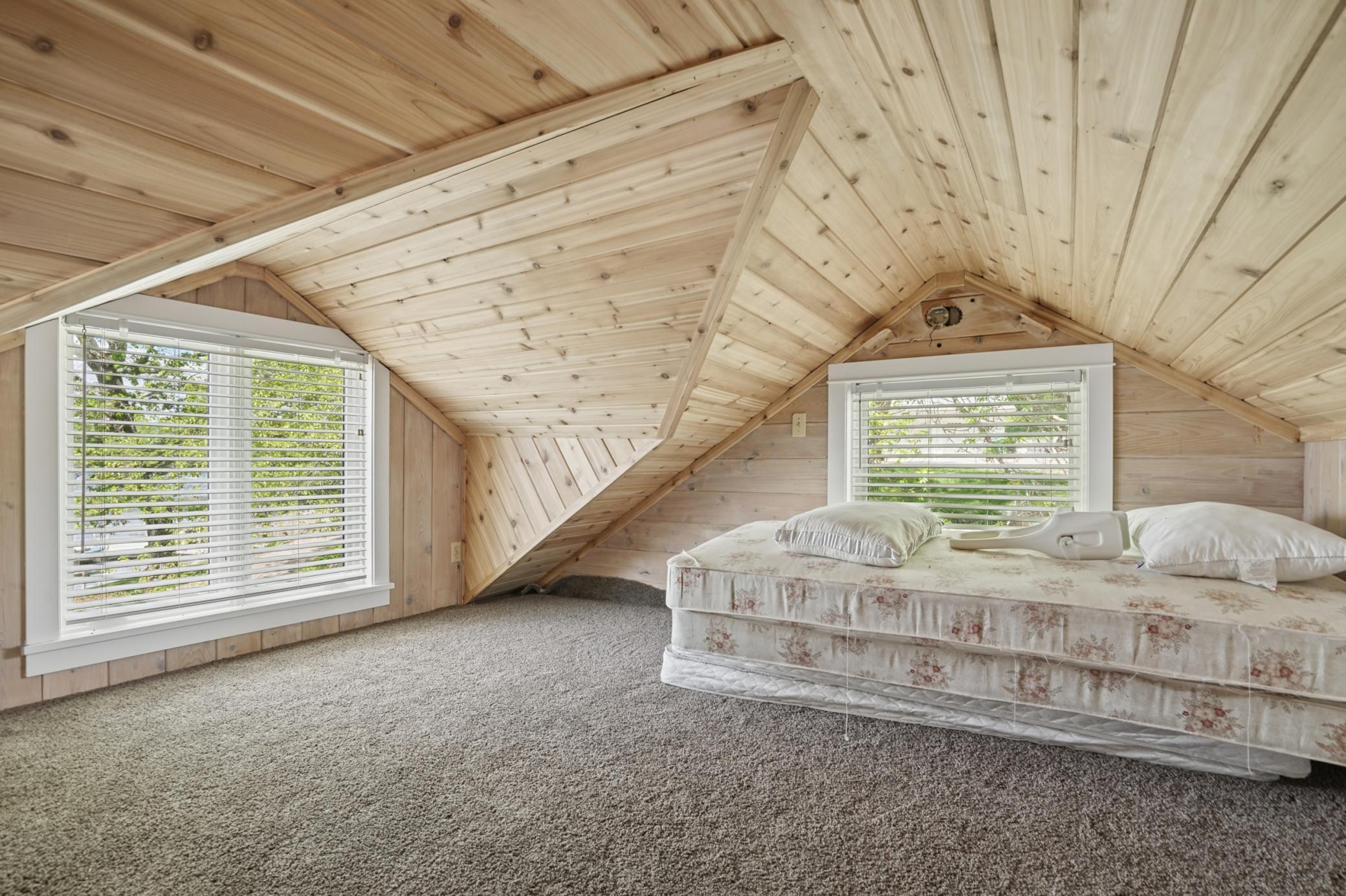 A view of the loft inside the guest house. Perfect for additional sleeping space.