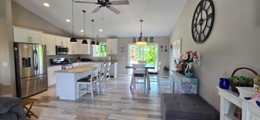 Bright open main level with vaulted ceiling