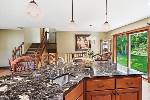 The center island is ready for everything from coffee to holiday baking.