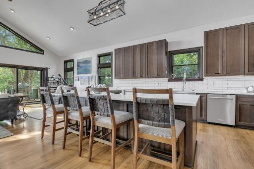 Main living space merges living dining and kitchen.