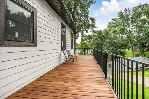 Side deck walks around the south side of home