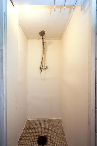 There is also a private shower area in the lower level