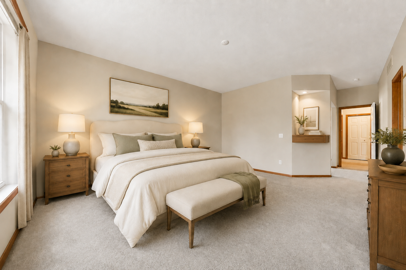 Virtually stage primary bedroom