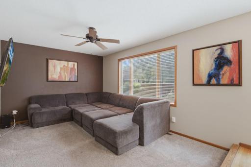 Main level family room overlooking the private back yard.