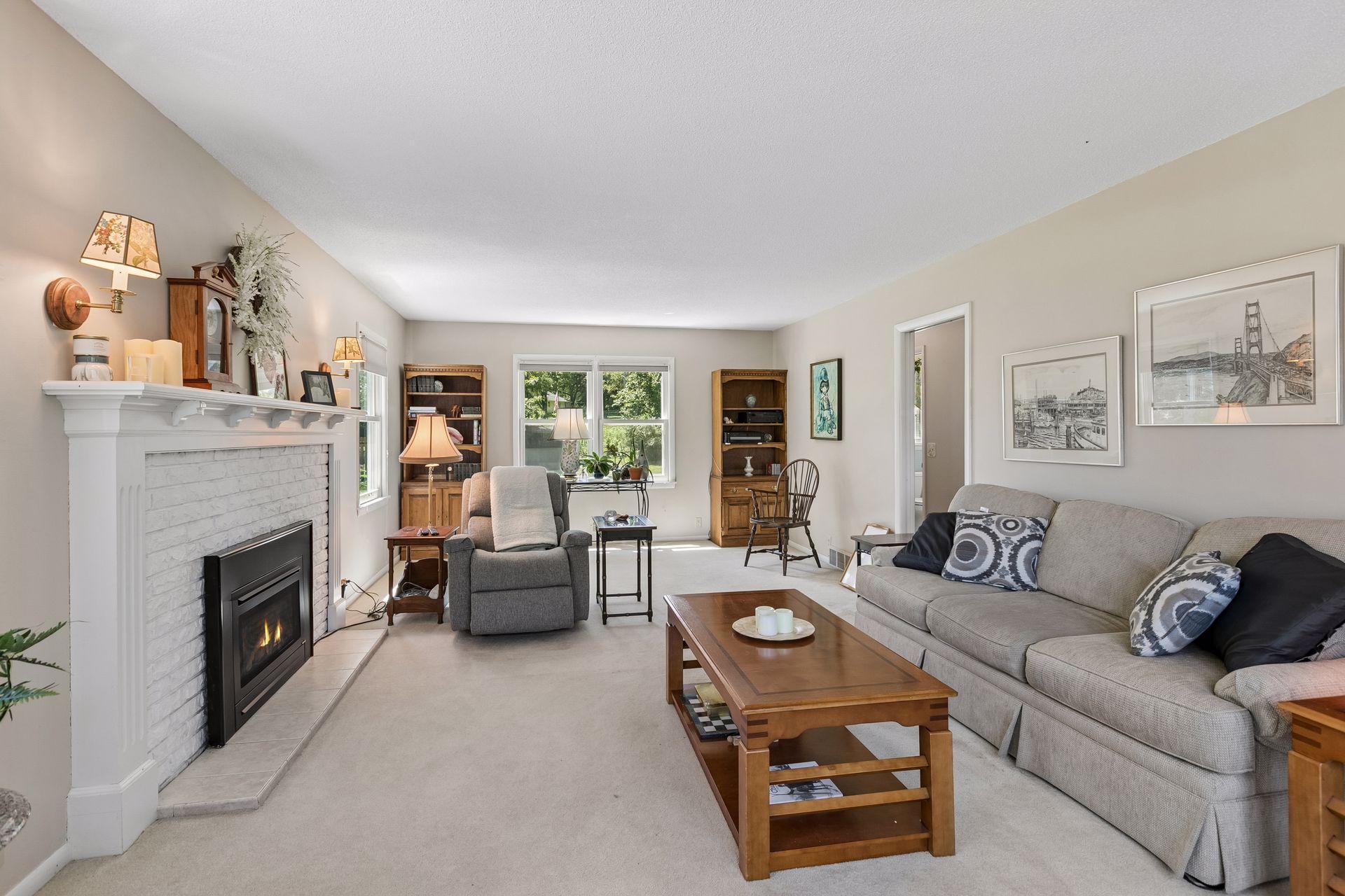 You'll love the abundance of space in the 25 foot living room with a cozy fireplace