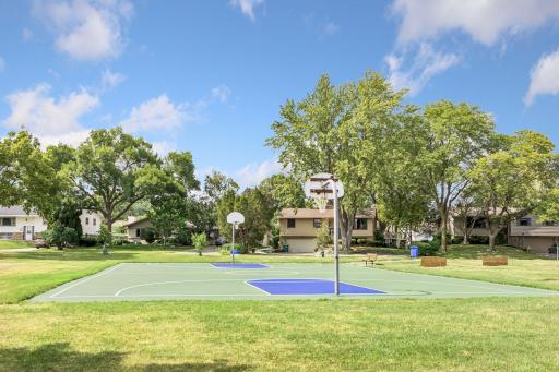 Lions Park- Basketball court and horseshoe pits to the right.