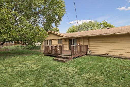 Large, level and fully fenced back yard.