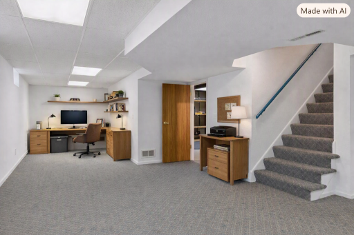 Basement level would be perfect for a home office- virtually staged.