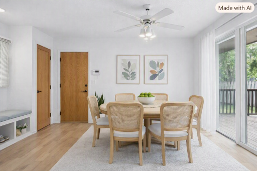 Large Dining area with sliding glass doors to the deck and back yard.