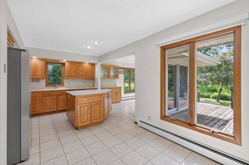 View of kitchen from dining room area
