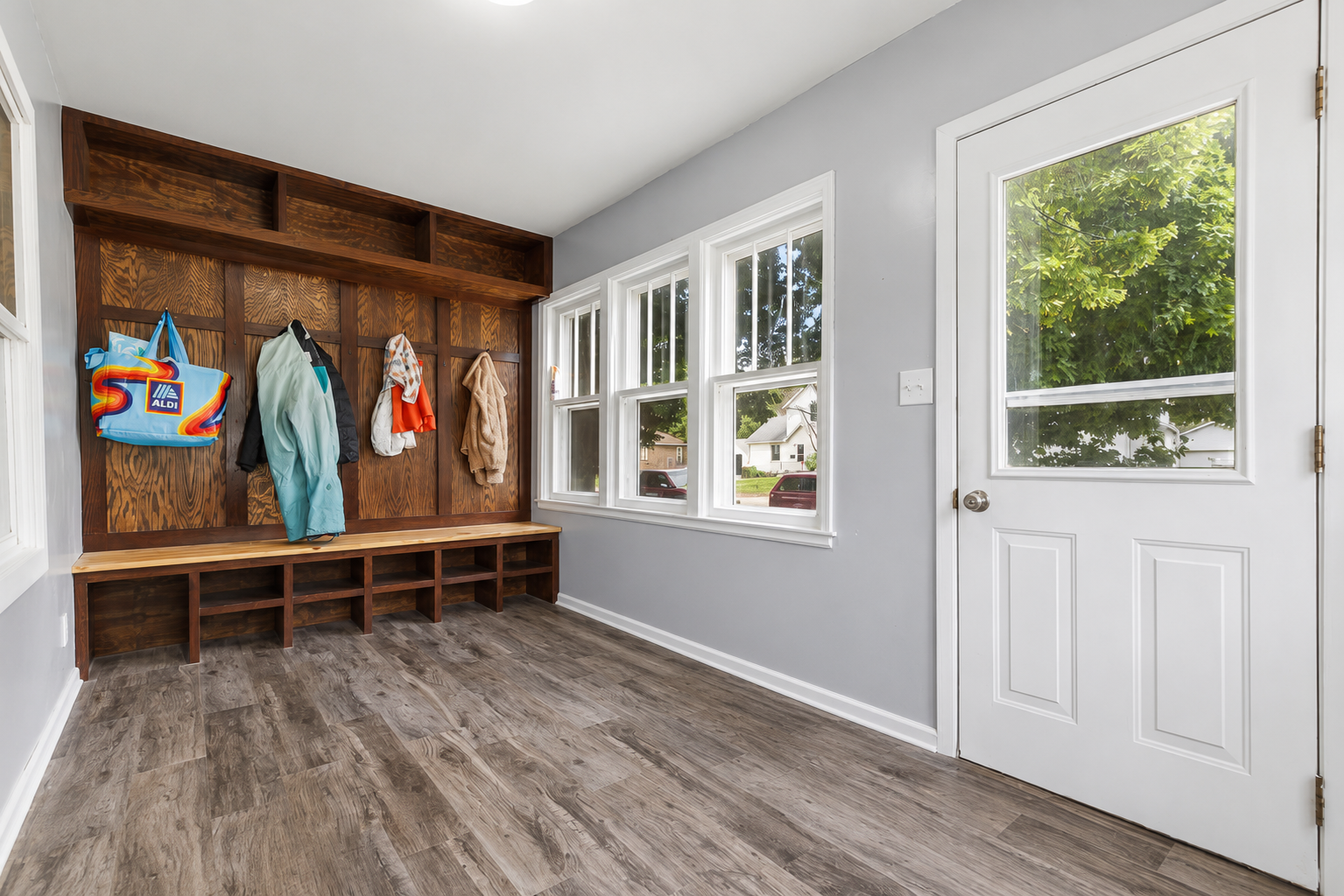 Front entry is the perfect spot to offload shoes, backpacks, and coats