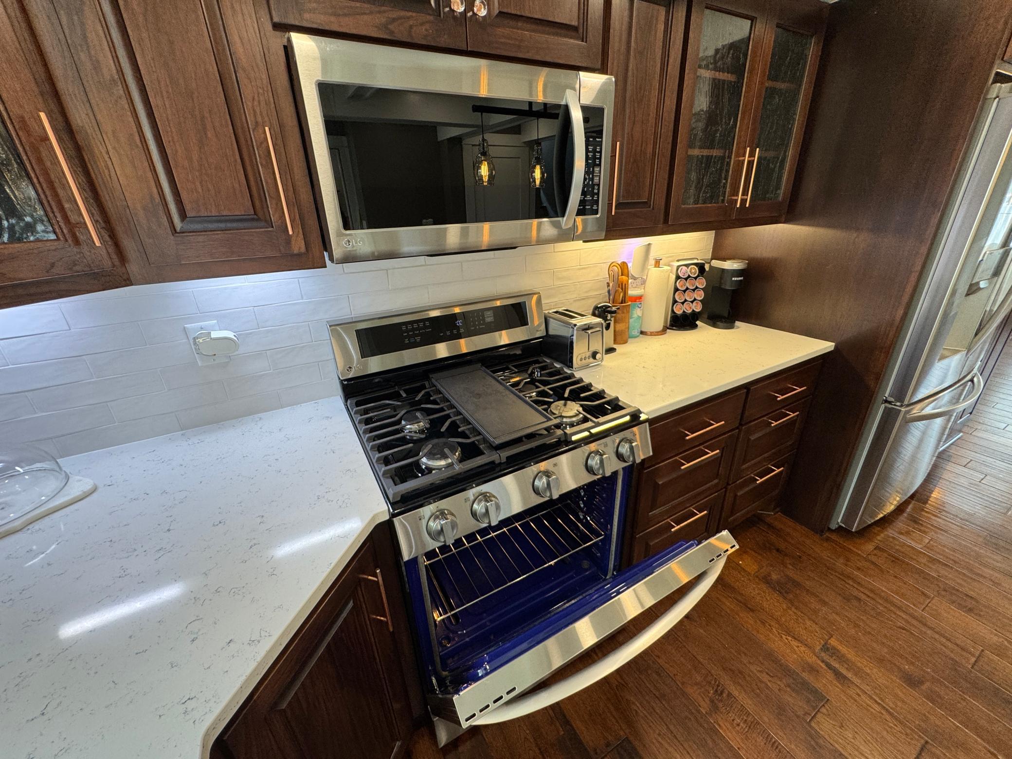 Professional, high-end gas range.